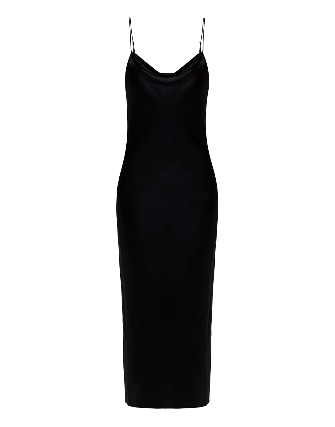 Жіноча чорна шовкова сукня-1