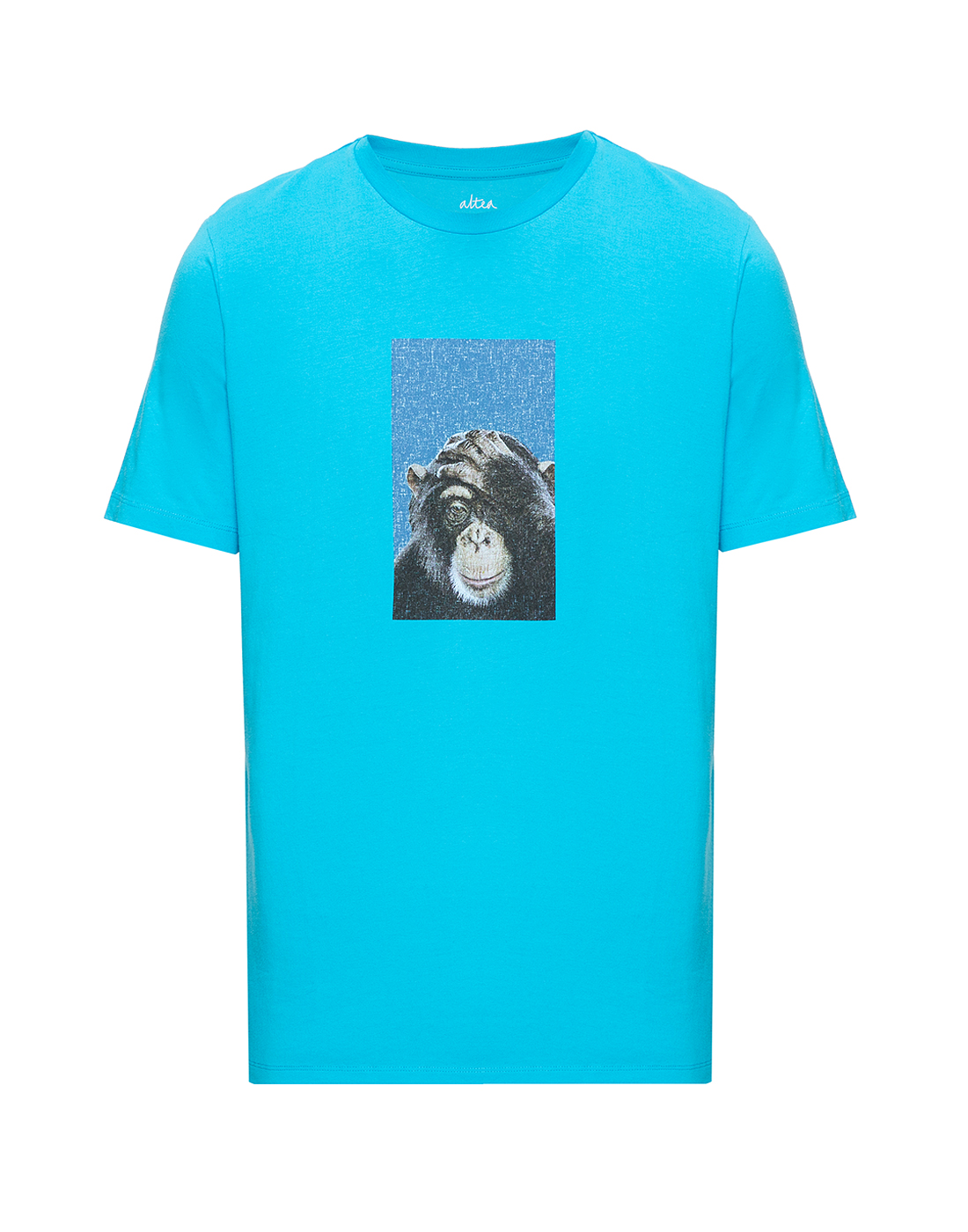 Чоловіча блакитна футболка з принтом-1