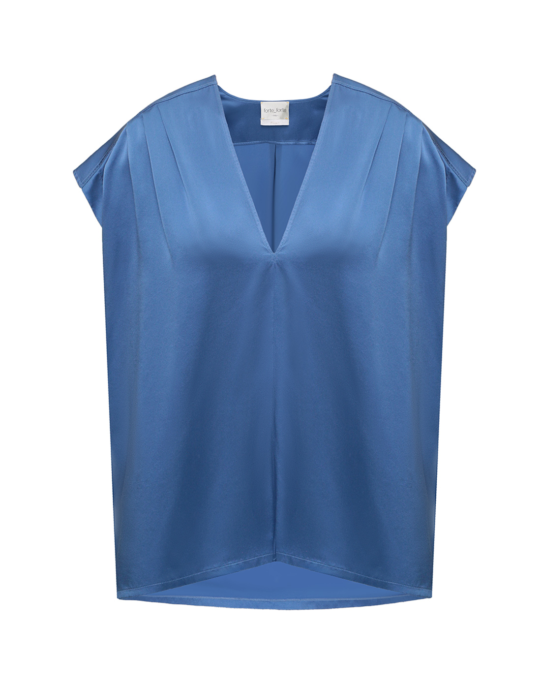 Жіноча синя шовкова блуза-1