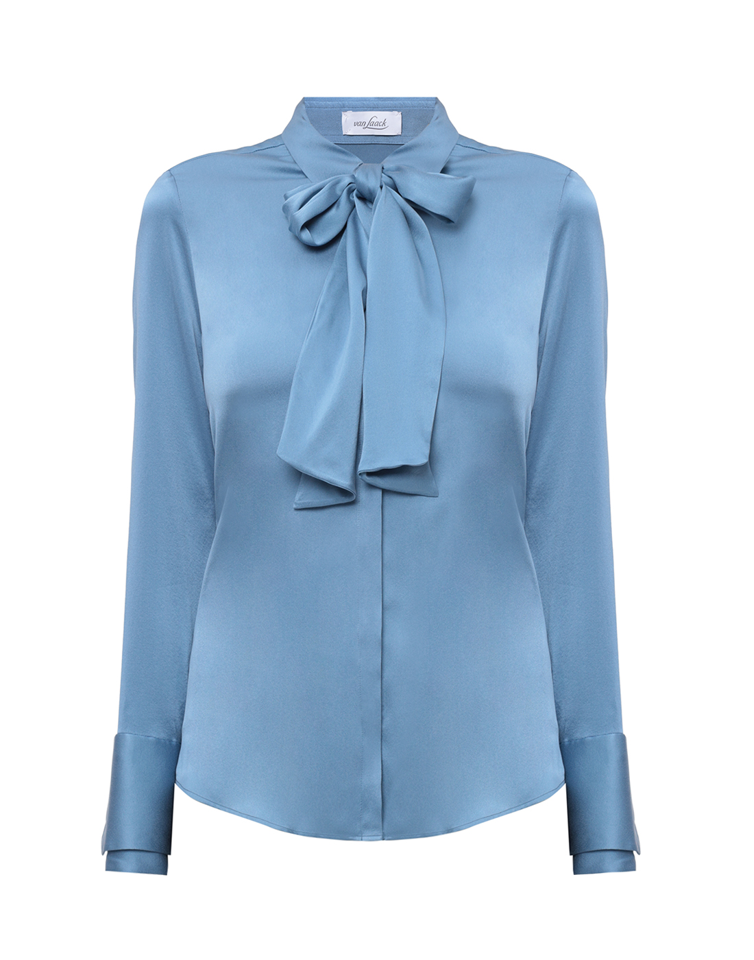 Жіноча блакитна шовкова блуза-1