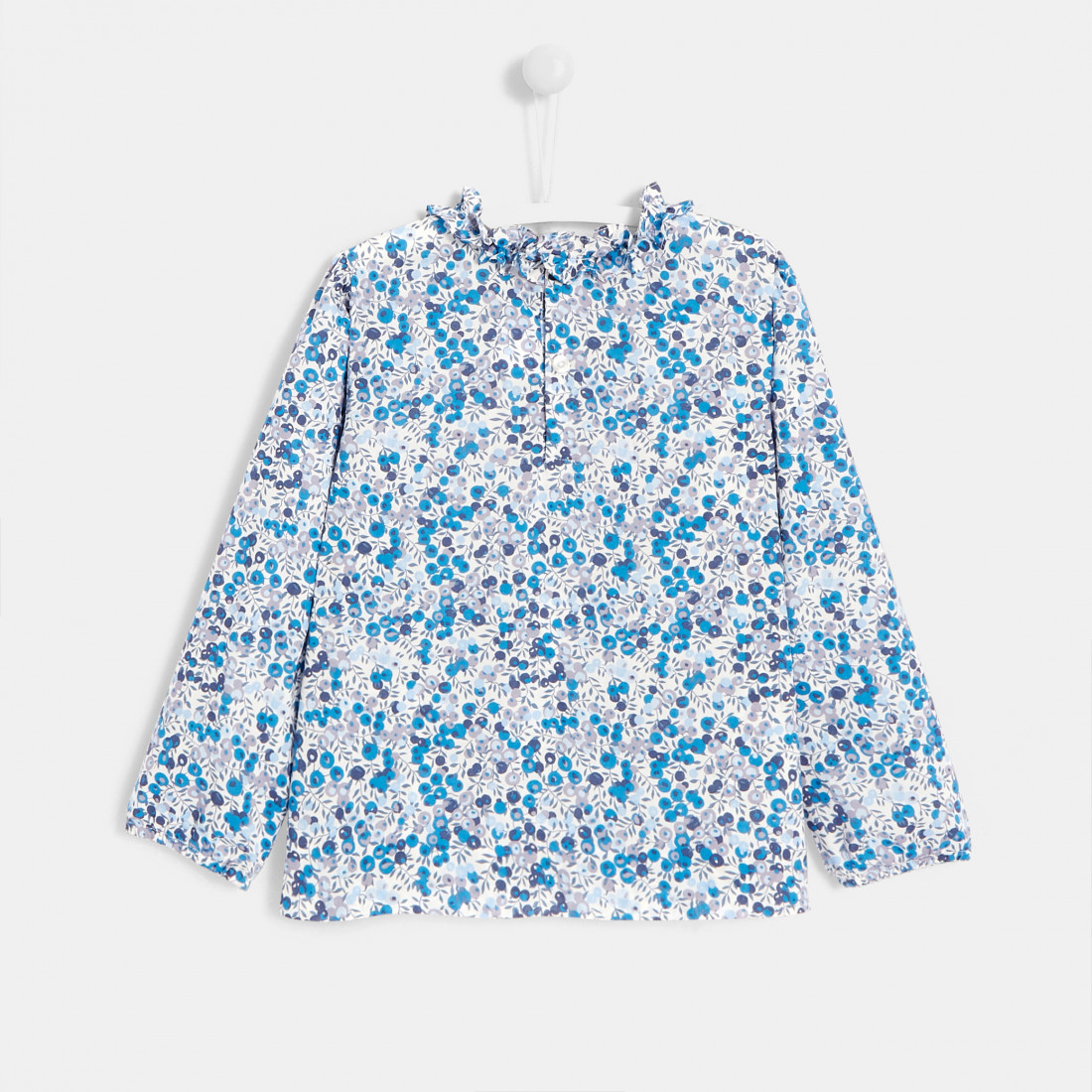 Блуза з тканини Liberty з рюшами для дівчинки-1