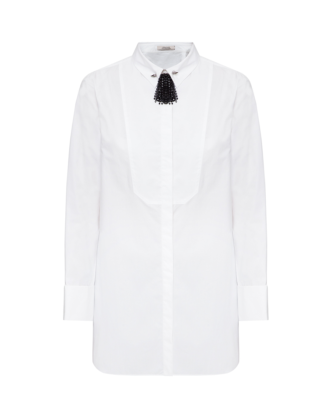 Жіноча біла сорочка з брошкою-1