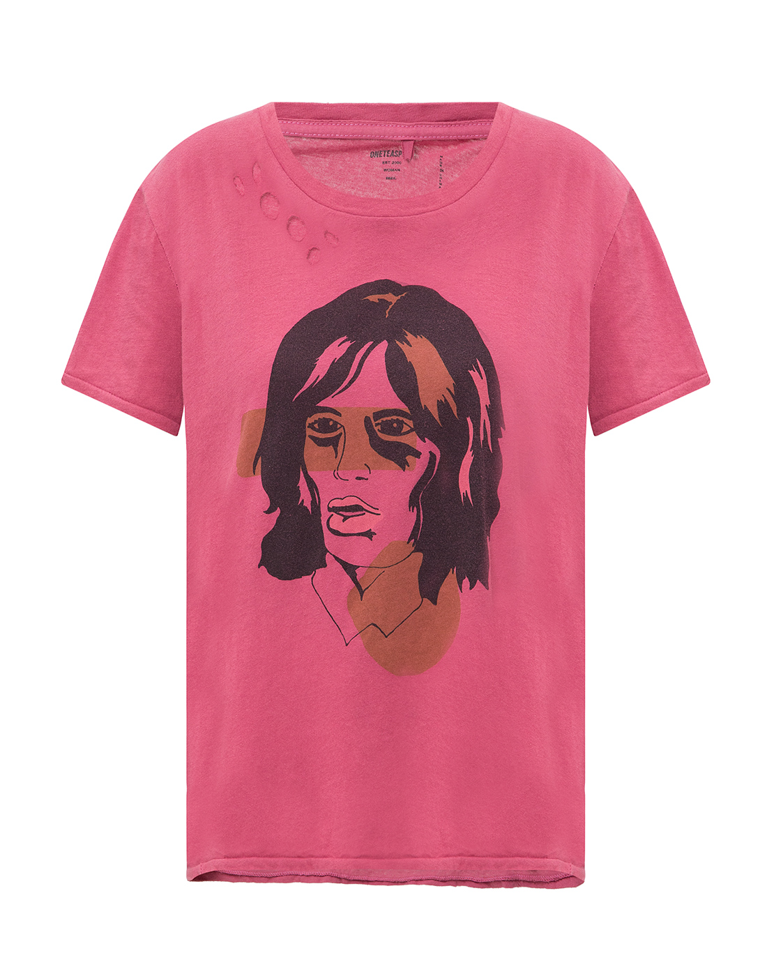 Жіноча рожева футболка з принтом-1